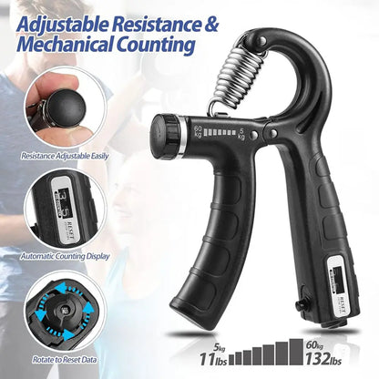 Grip Strength Trainer with Counter Hand Grip Strengthener with Adjustable Resistance 11-132 Lbs (5-60Kg) Forearm Strengthener
