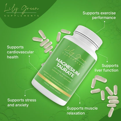 Magnesium Taurate Capsules – High-Strength 2000mg Magnesium Supplement for Energy, Electrolyte Balance & Muscle Support | Vegan