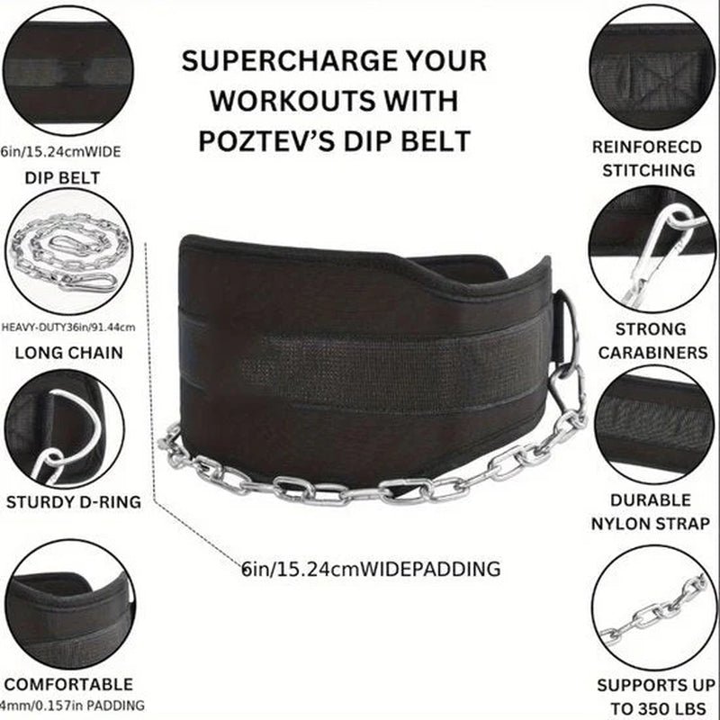 Zwart Dip Belt Gewichthef Riem Unisex Met Metalen Ketting Voor Krachttraining – Fitness Dip Riem Voor Pull Ups Dips Squat Training En Weighted Calisthenics Met Verstelbare Ketting