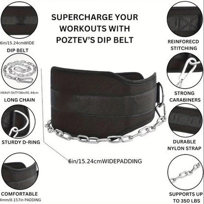 Zwart Dip Belt Gewichthef Riem Unisex Met Metalen Ketting Voor Krachttraining – Fitness Dip Riem Voor Pull Ups Dips Squat Training En Weighted Calisthenics Met Verstelbare Ketting